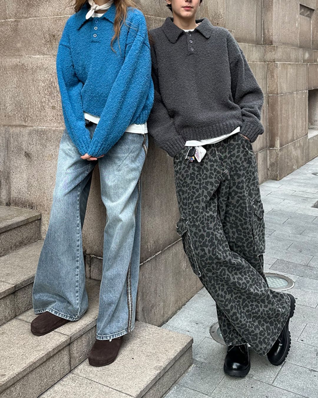 Leopard Print Cargo Denim Pants　PT008