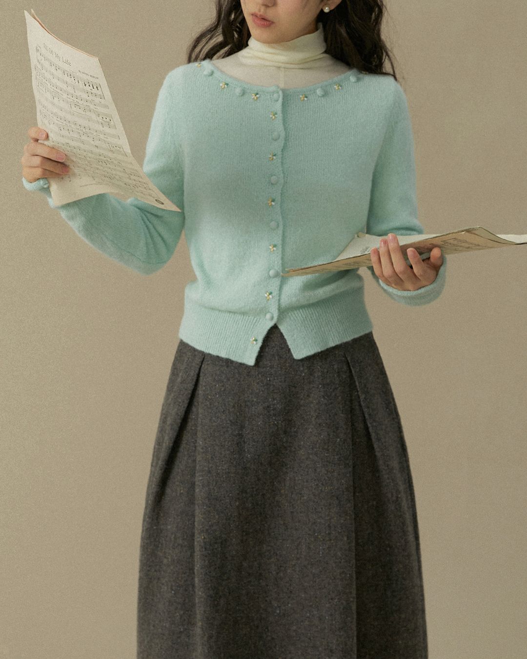 Nep Knee-length Cocoon Skirt　SK015