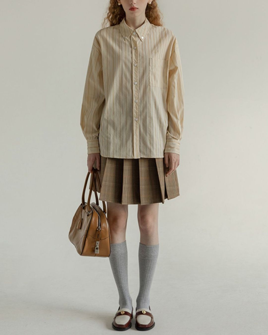 Back Half Button Collar Shirt　LS032