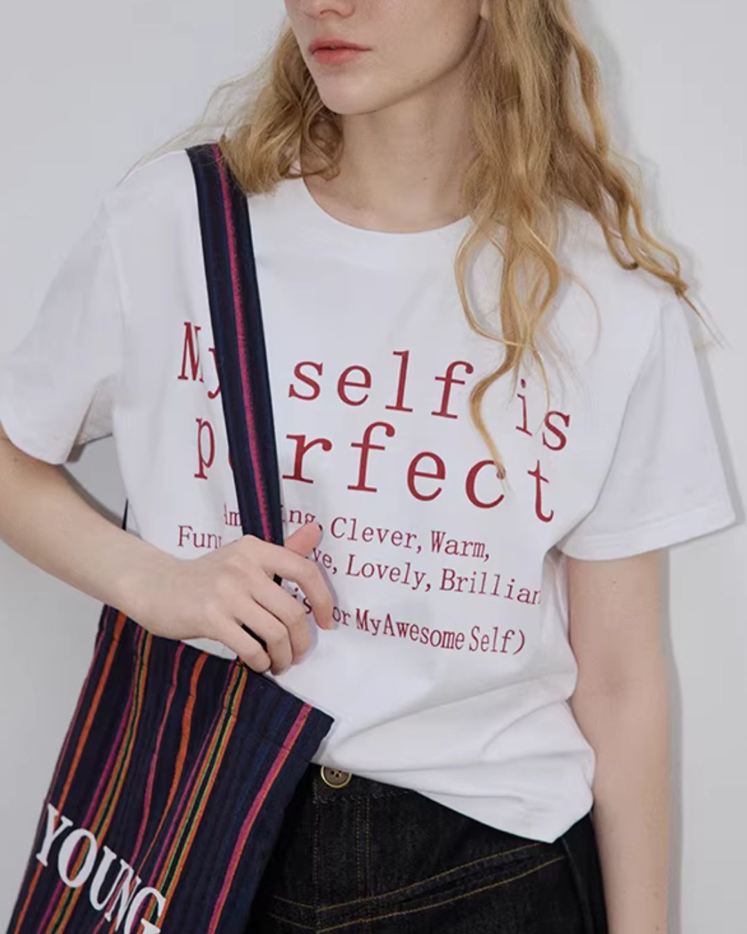 Text Print Crew Neck T-Shirt　ST009