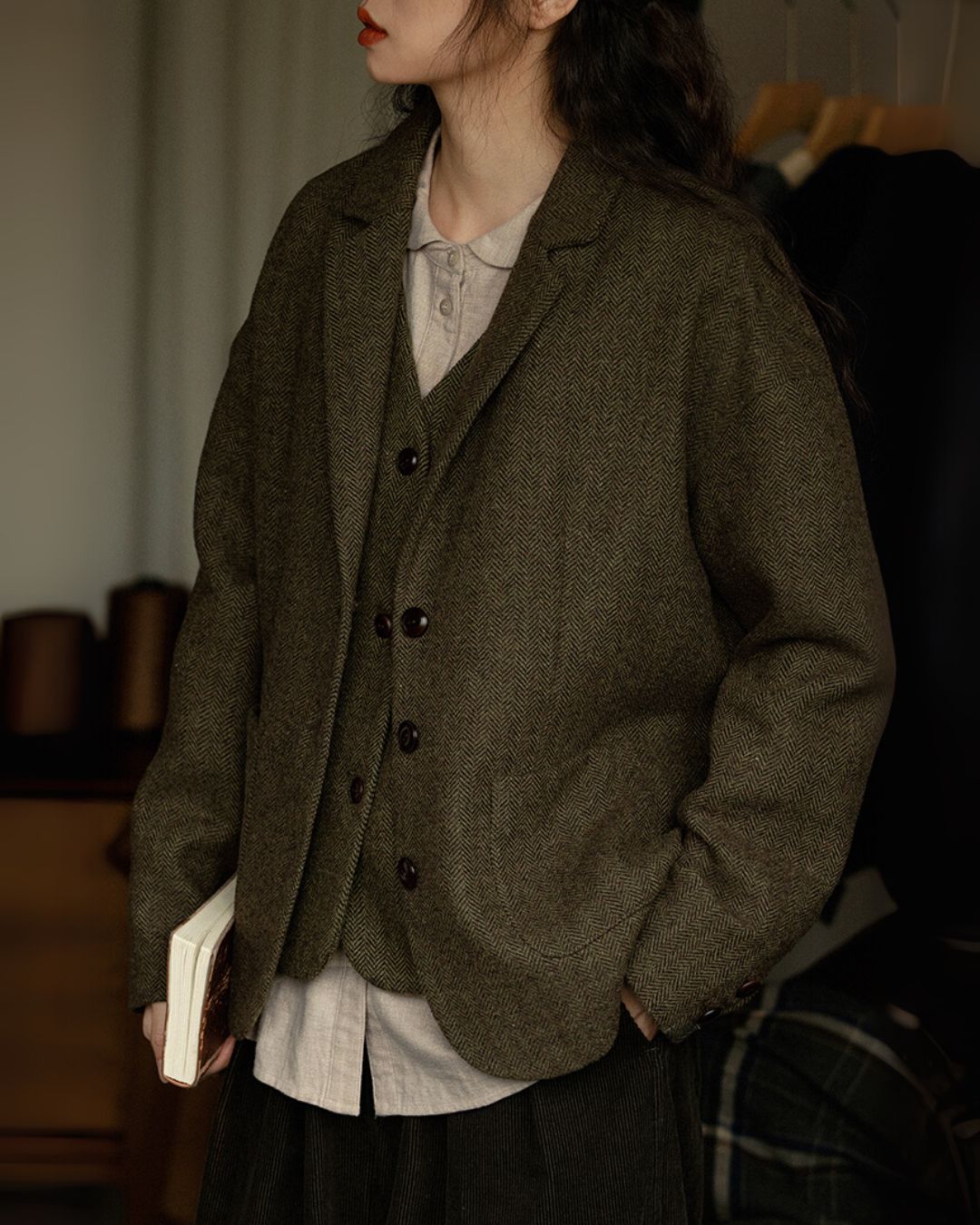 Retro Tweed Tailored Jacket　JK032