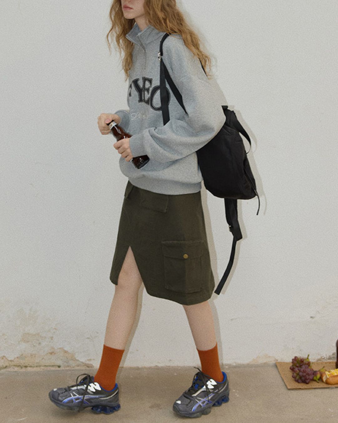 Half-zip Brushed-lined Logo Sweat　SW009