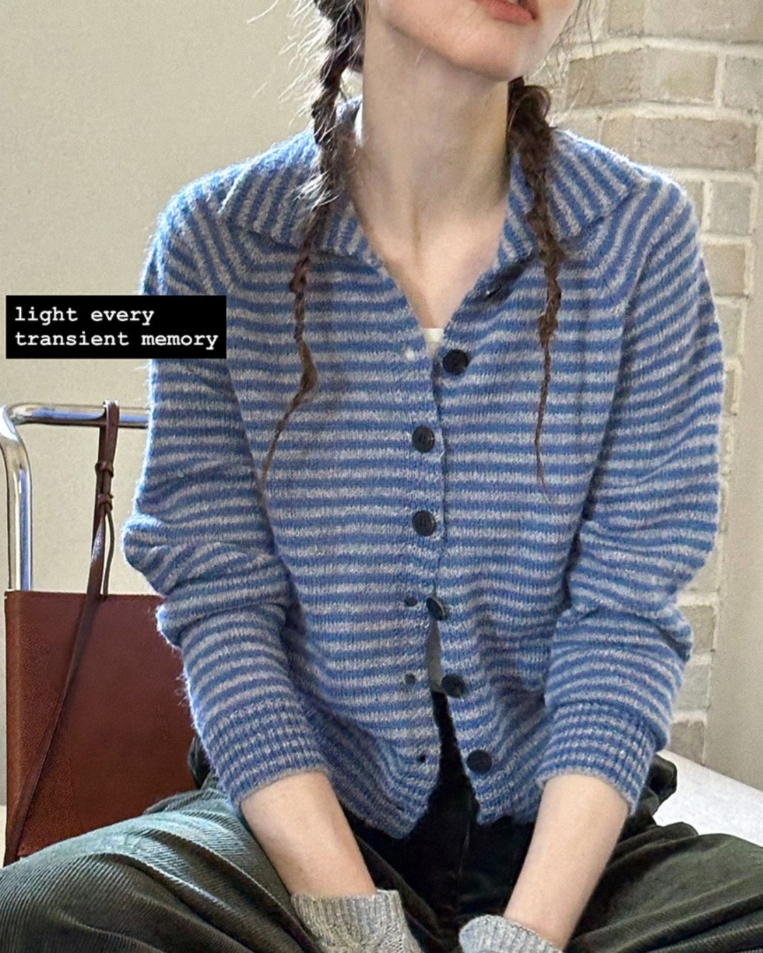 Collared Border Knit Cardigan　KN020