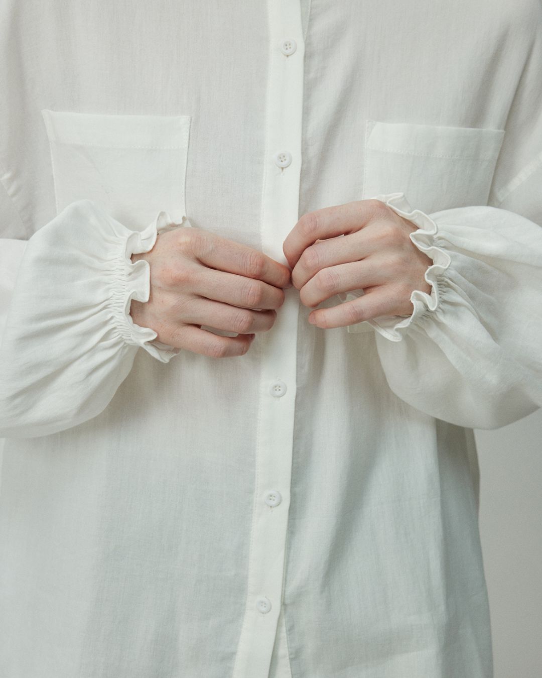 Stand Collar Frill Shirt　LS001