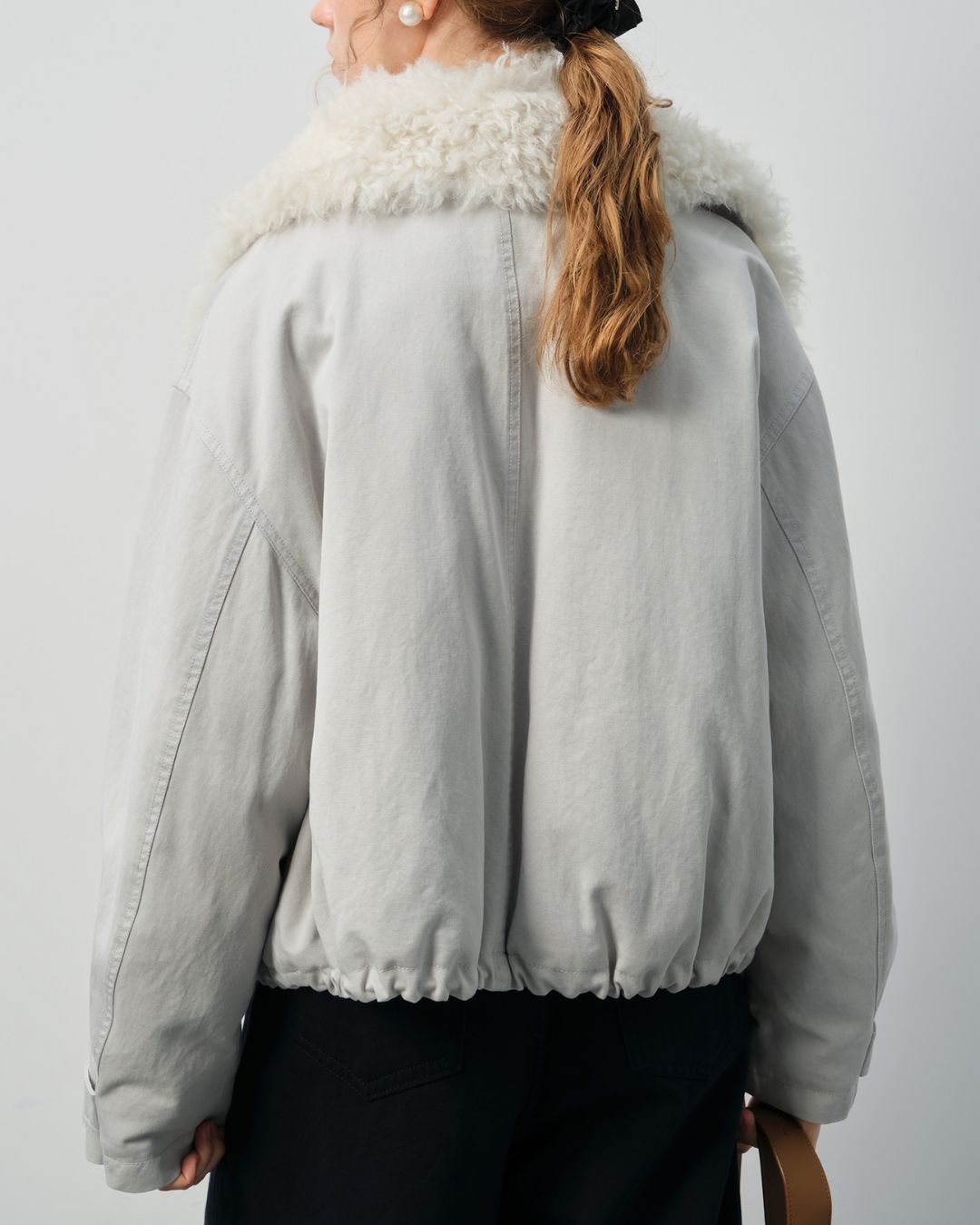 Big Boa Collar Washed Cotton Down Jacket　JK062
