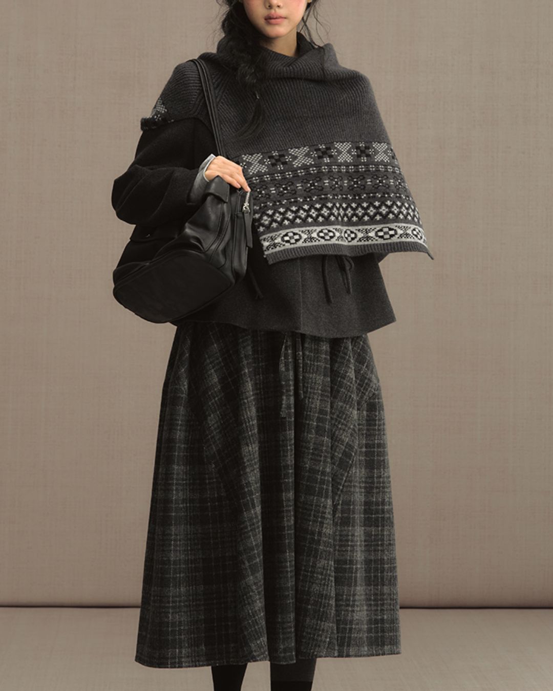 Fair Isle High Neck Cape　KN022
