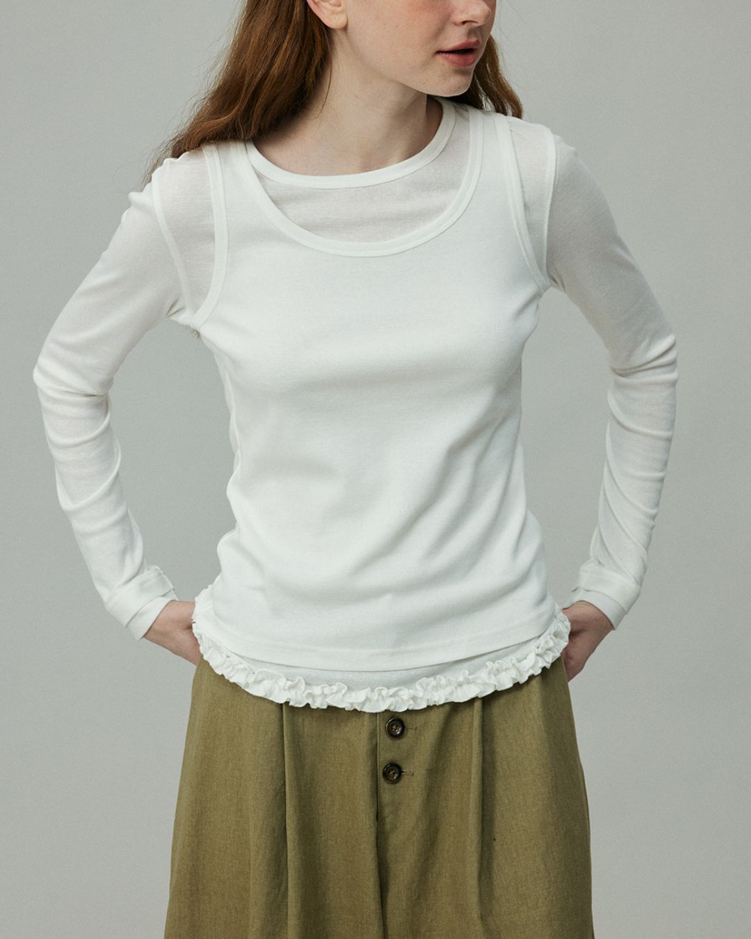 Layered Long Sleeve T-shirt　LT001
