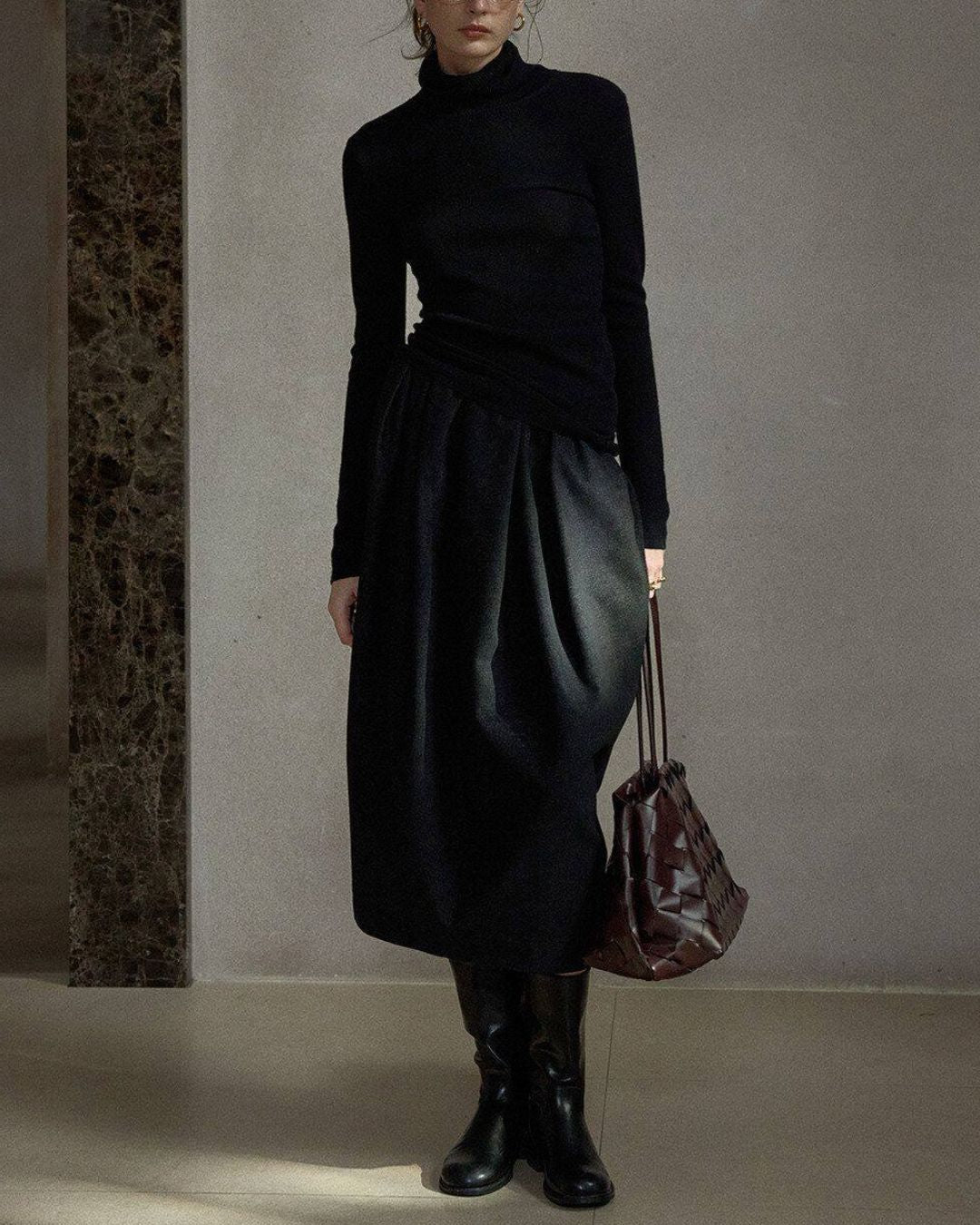 Brushed Tulip Midi Skirt　SK019