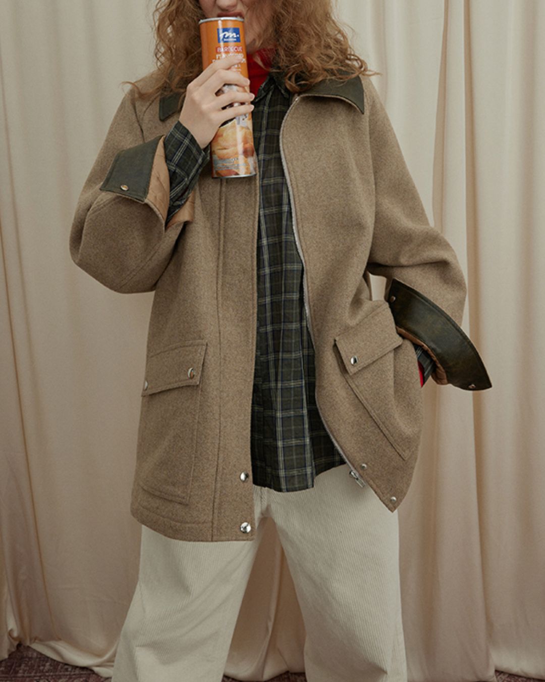 Retro Contrast Check Shirt　LS035