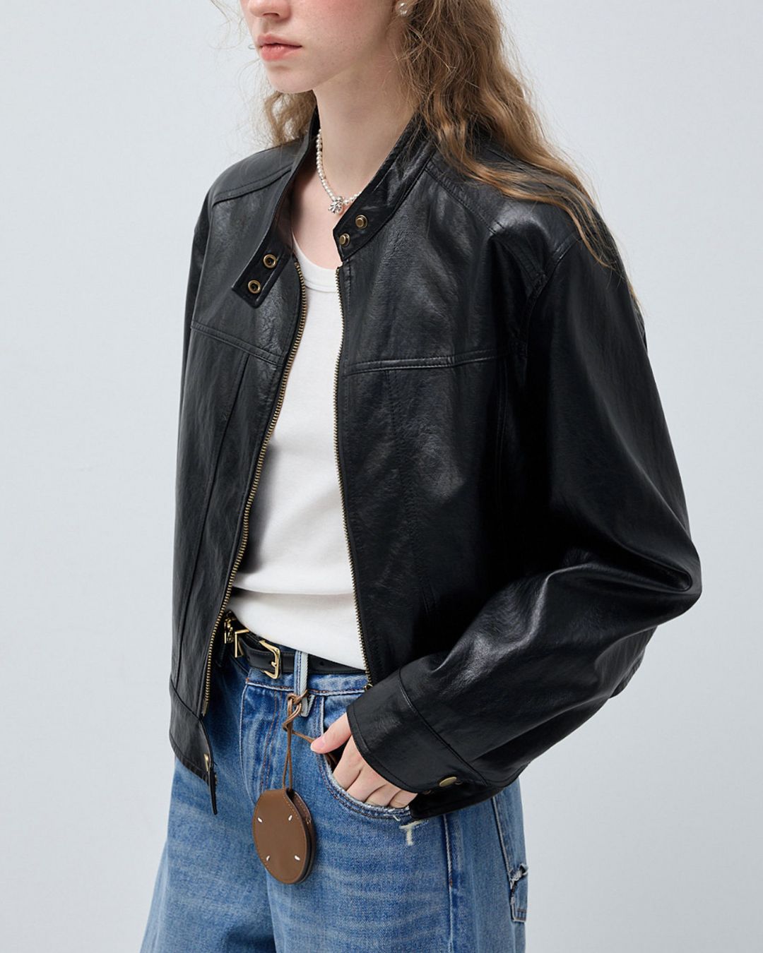 Vintage Short Leather Jacket　JK083