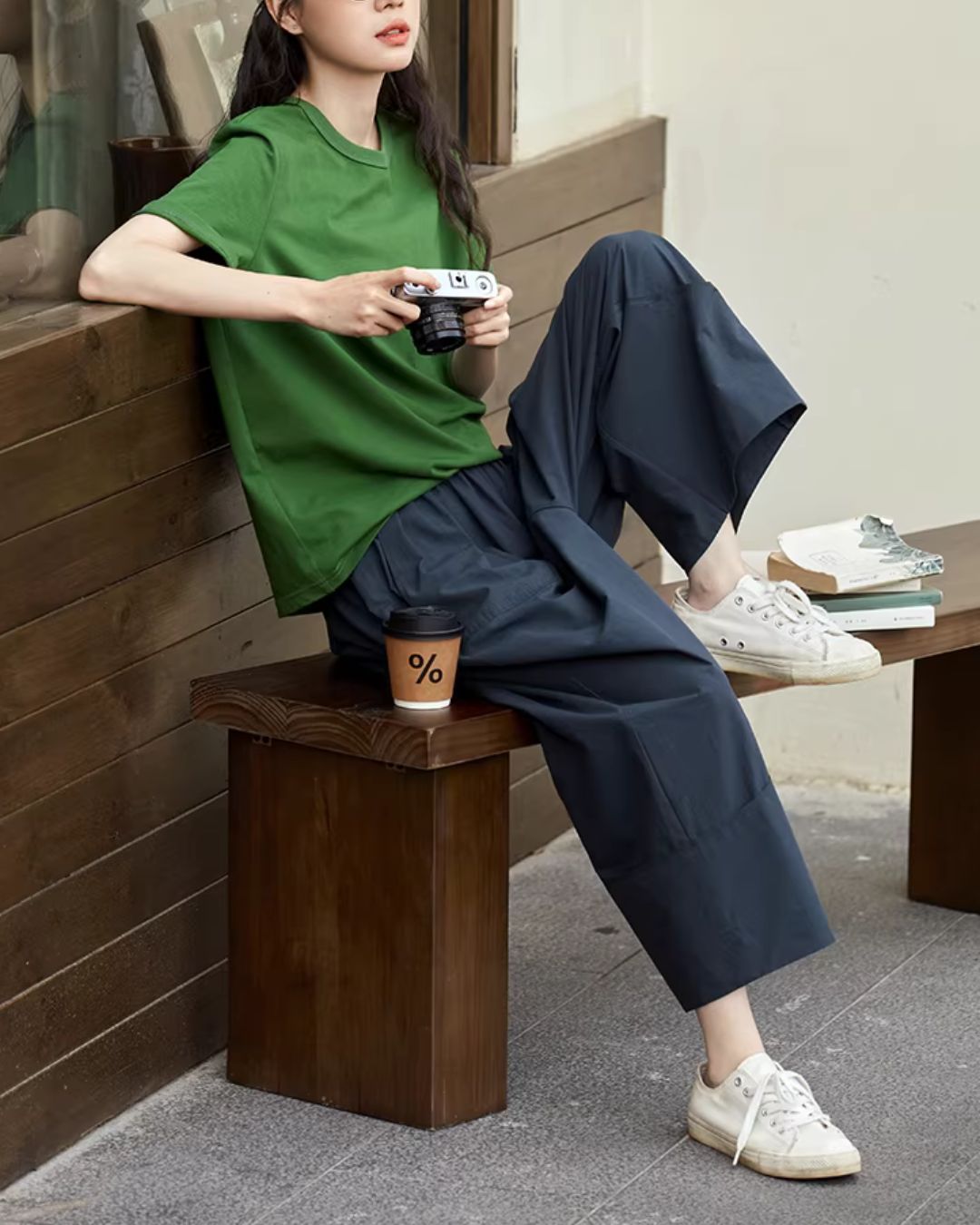 Breathable Cropped Wide Pants　PT048