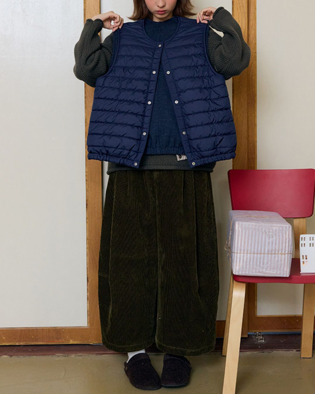 Loose Crew Neck Knit With Balaclava　KN089