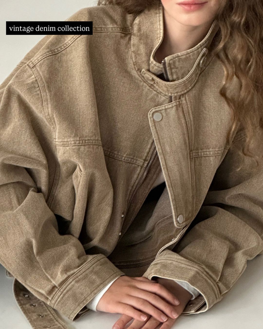 Belted Denim Cropped Jacket　JK026