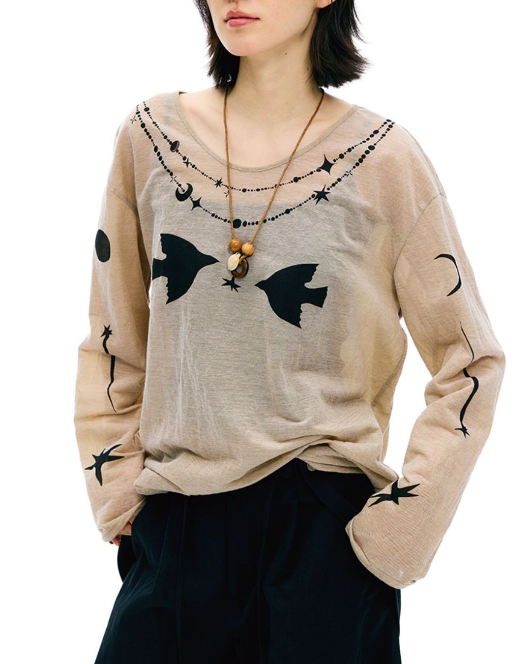 Relaxed Fit Sheer Print T-shirt　LT025