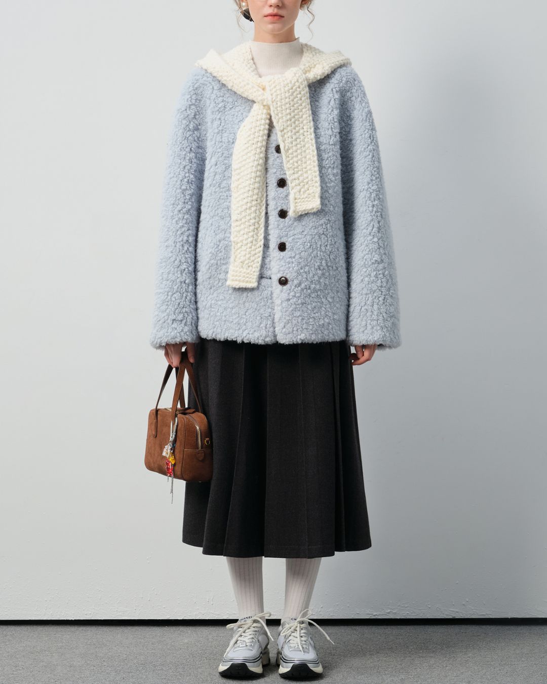 Sheep Boa V-Neck Relaxed Coat　CT016