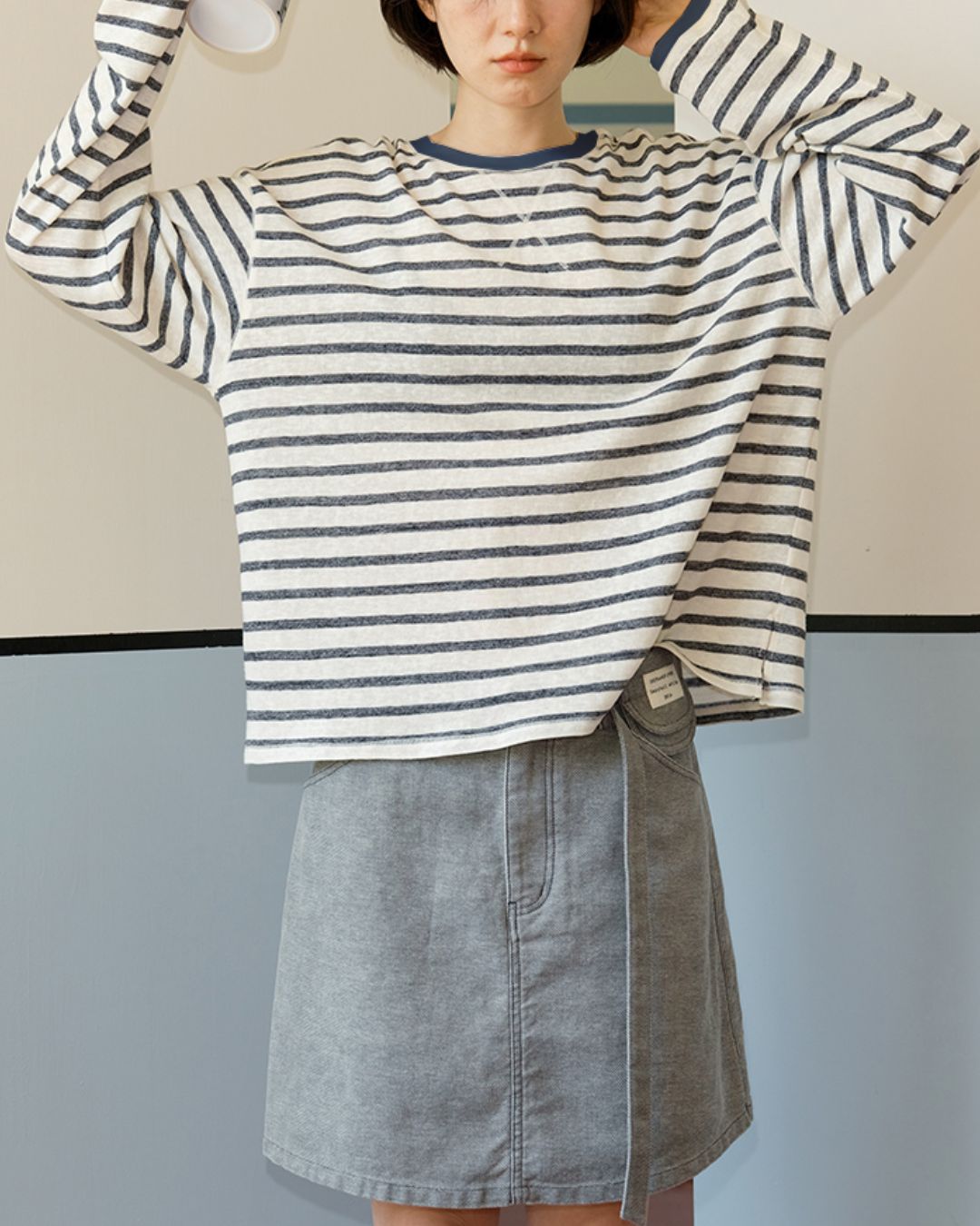 Border Relaxed T-shirt　LT006