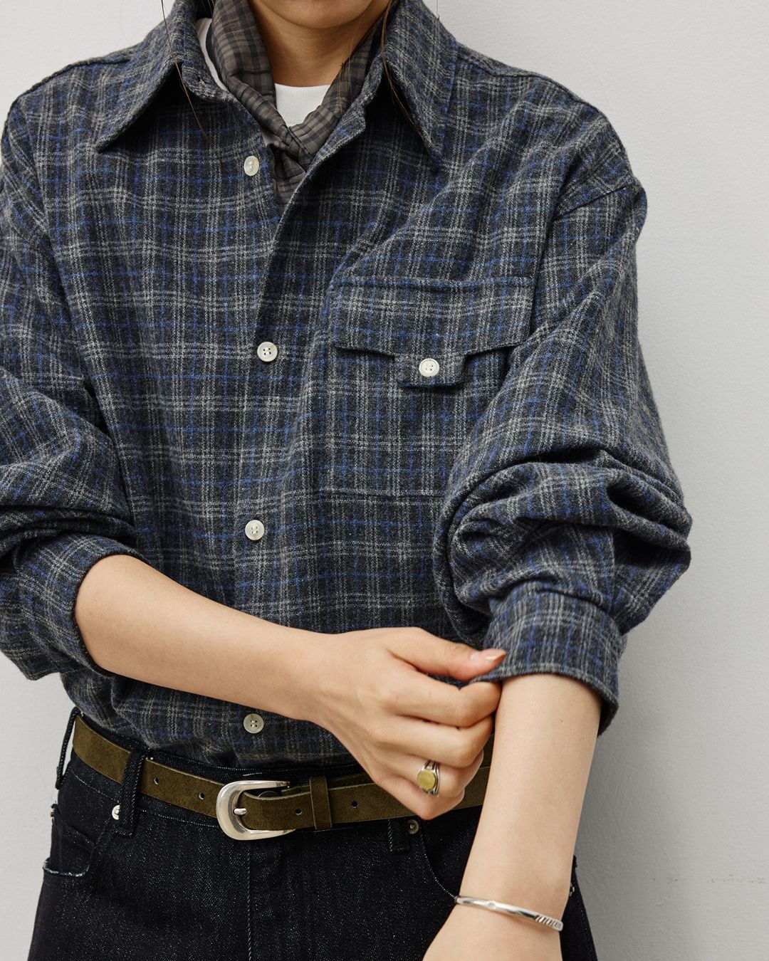 Flap Pocket Checked Flannel Shirt　LS036