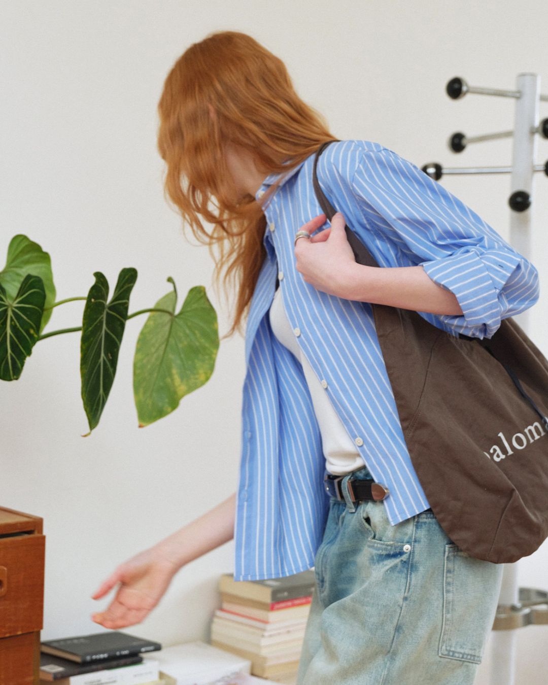 Blue Striped Cropped Shirt　LS052