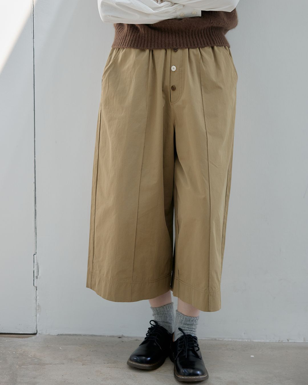 Draped Wide Cropped Pants　PT012