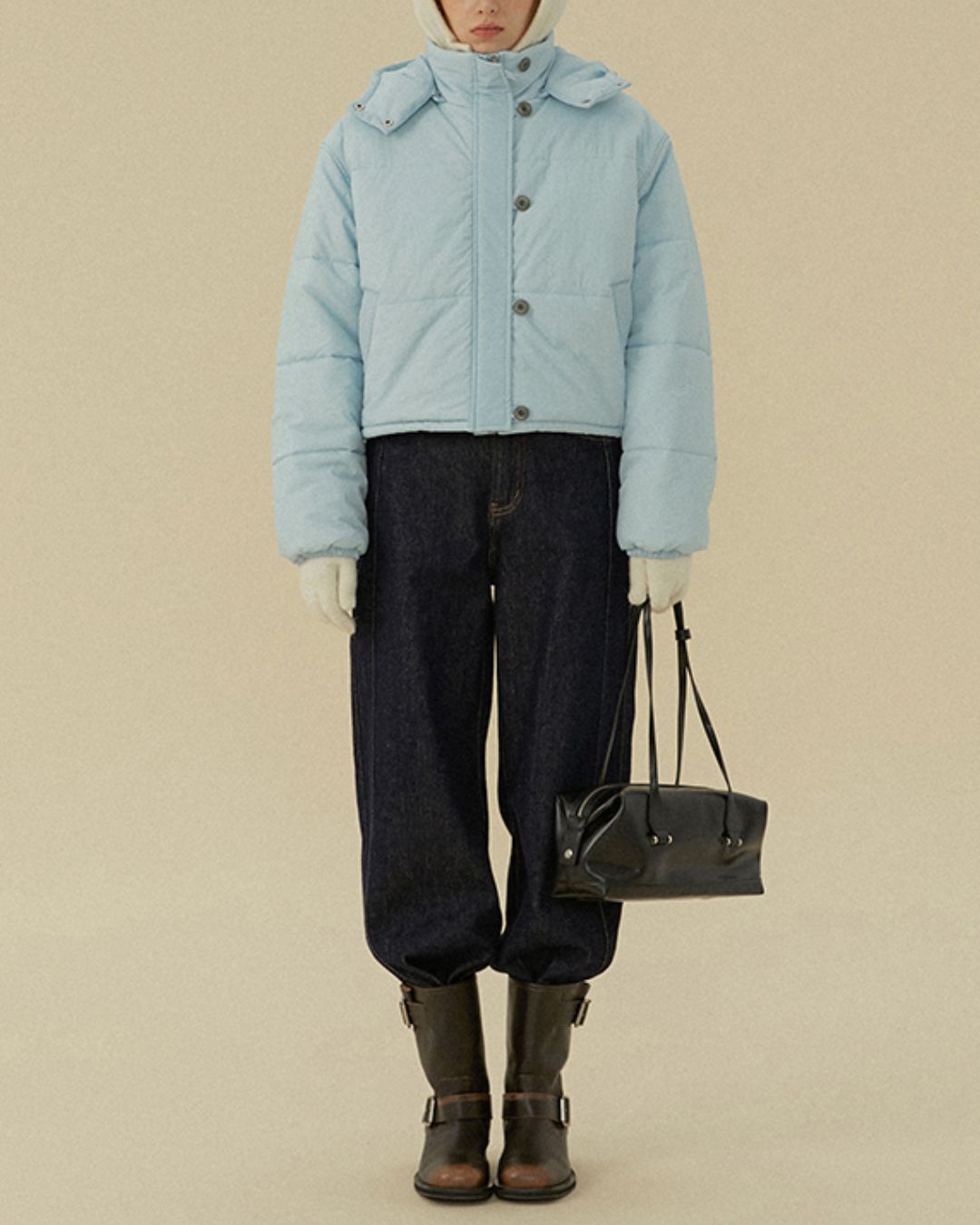 Cropped Padded Hooded Jacket　JK069