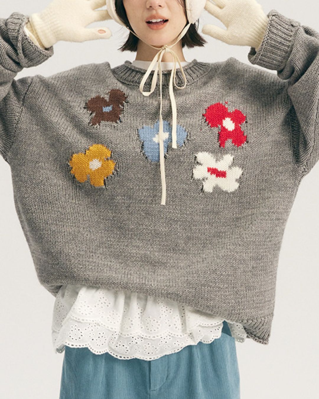 Waist Gathered Lace Frill T-shirt　LT023