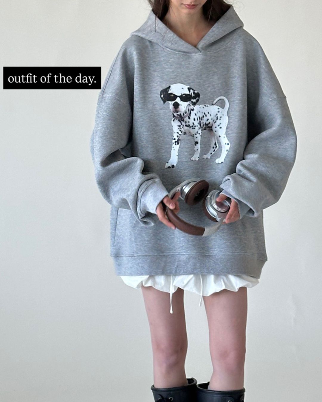 Dalmatian Print Oversized Hoodie　HD002