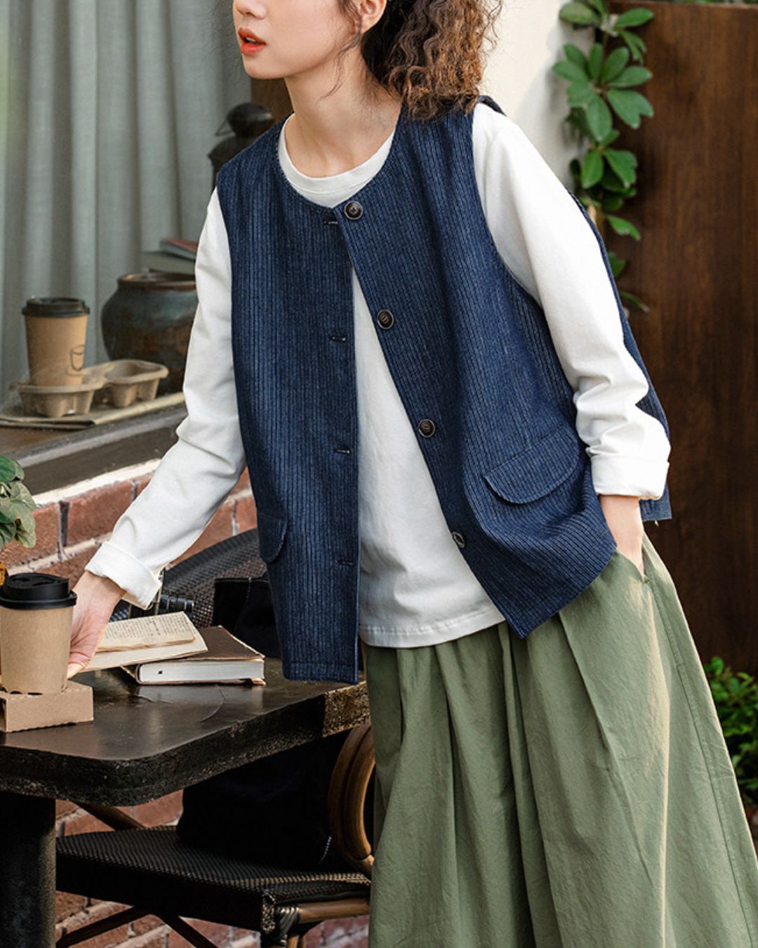 Crew Neck Denim Vest　VT025