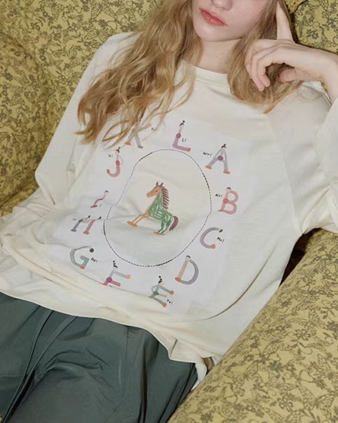 Pony Playful Print T-shirt　LT030
