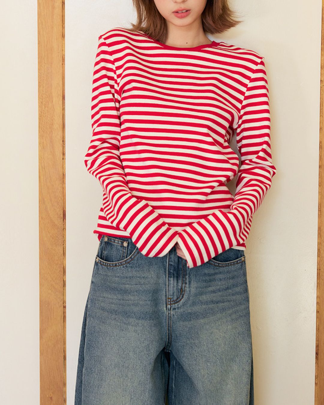 Border Thick Long Sleeve T-Shirt　LT020