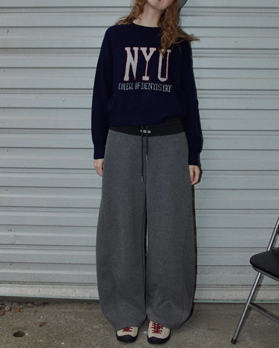 Color Block Curved Straight Pants　PT025