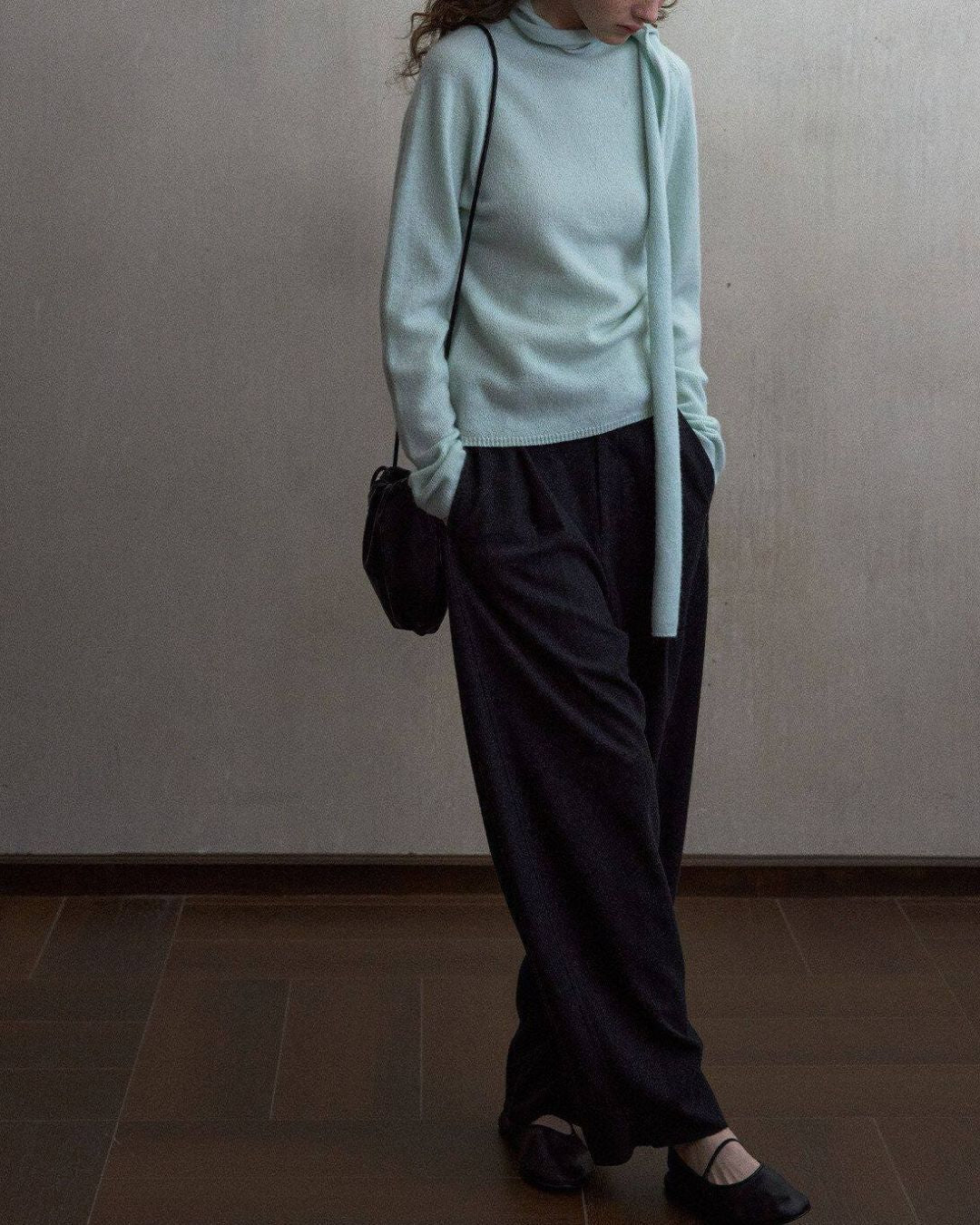 Basic Yak Wool Knit Hooded Scarf　HG001