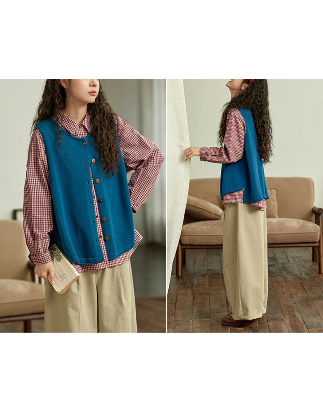 Red Cotton Checked Shirt　LS040