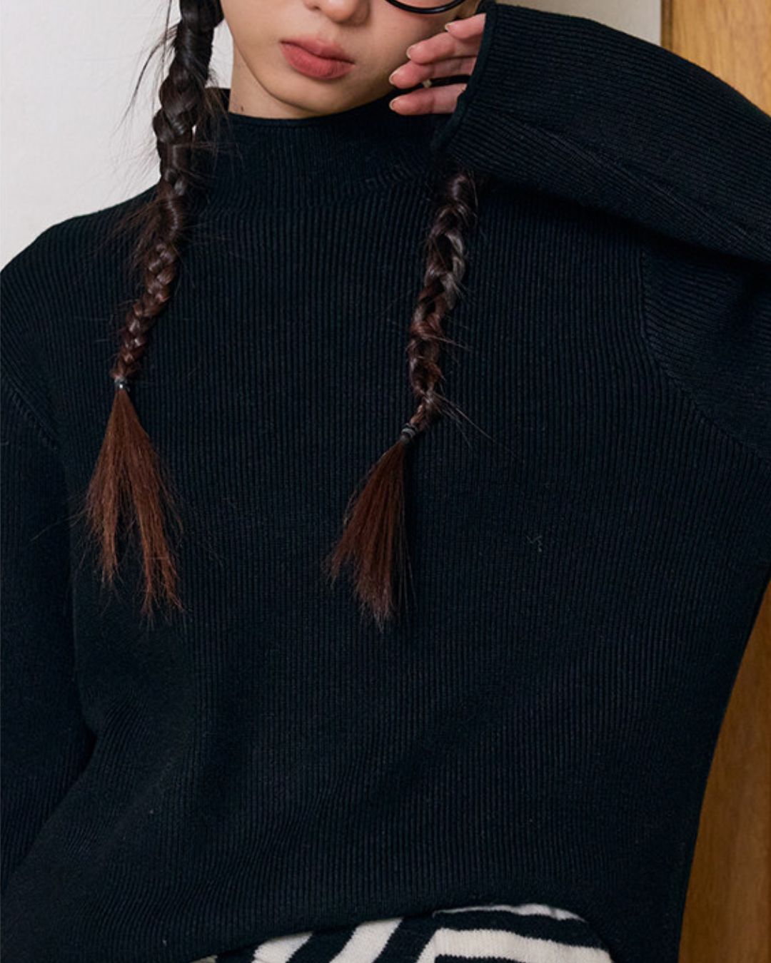 Basic Rib Mock Neck Knit　KN090