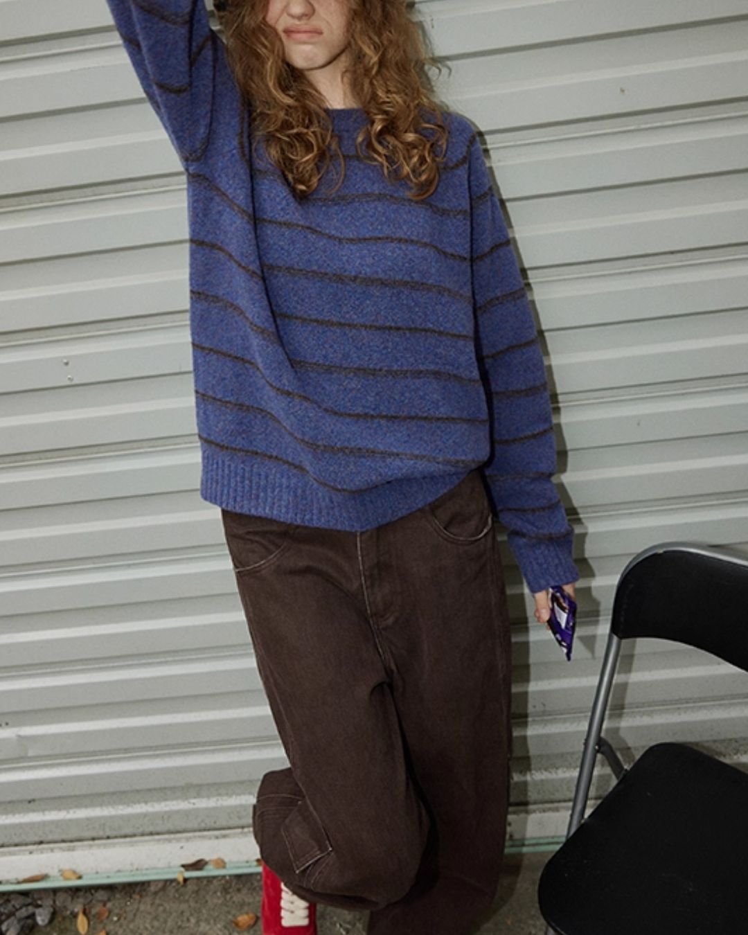 Border Relaxed Sweater　KN042