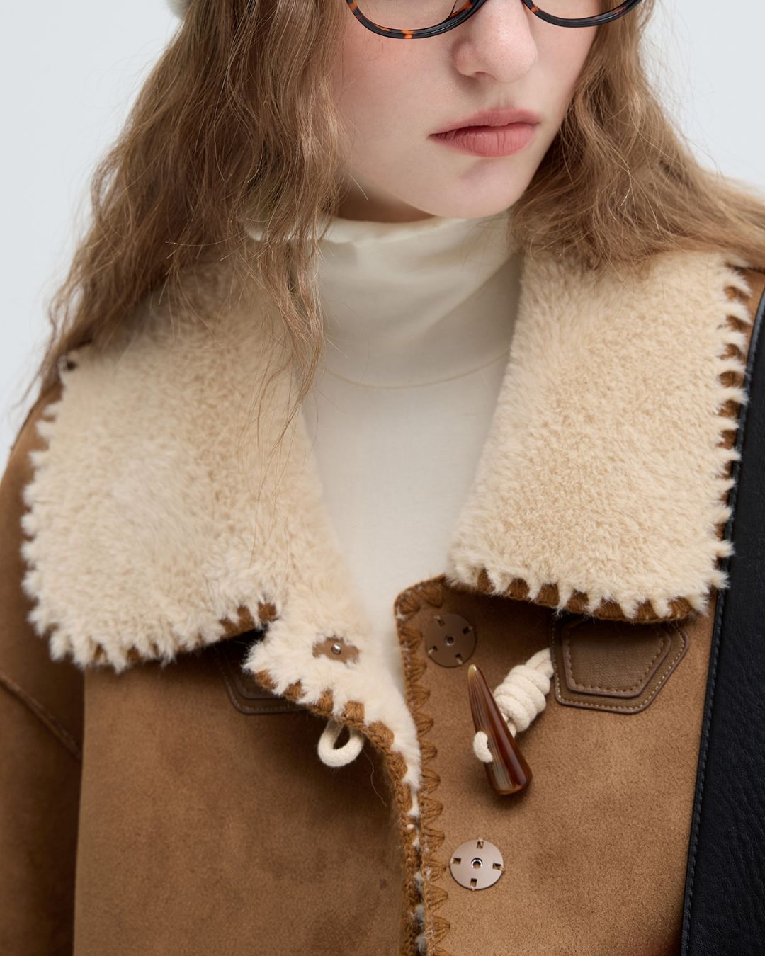 Collared Duffle Mouton Coat　CT010