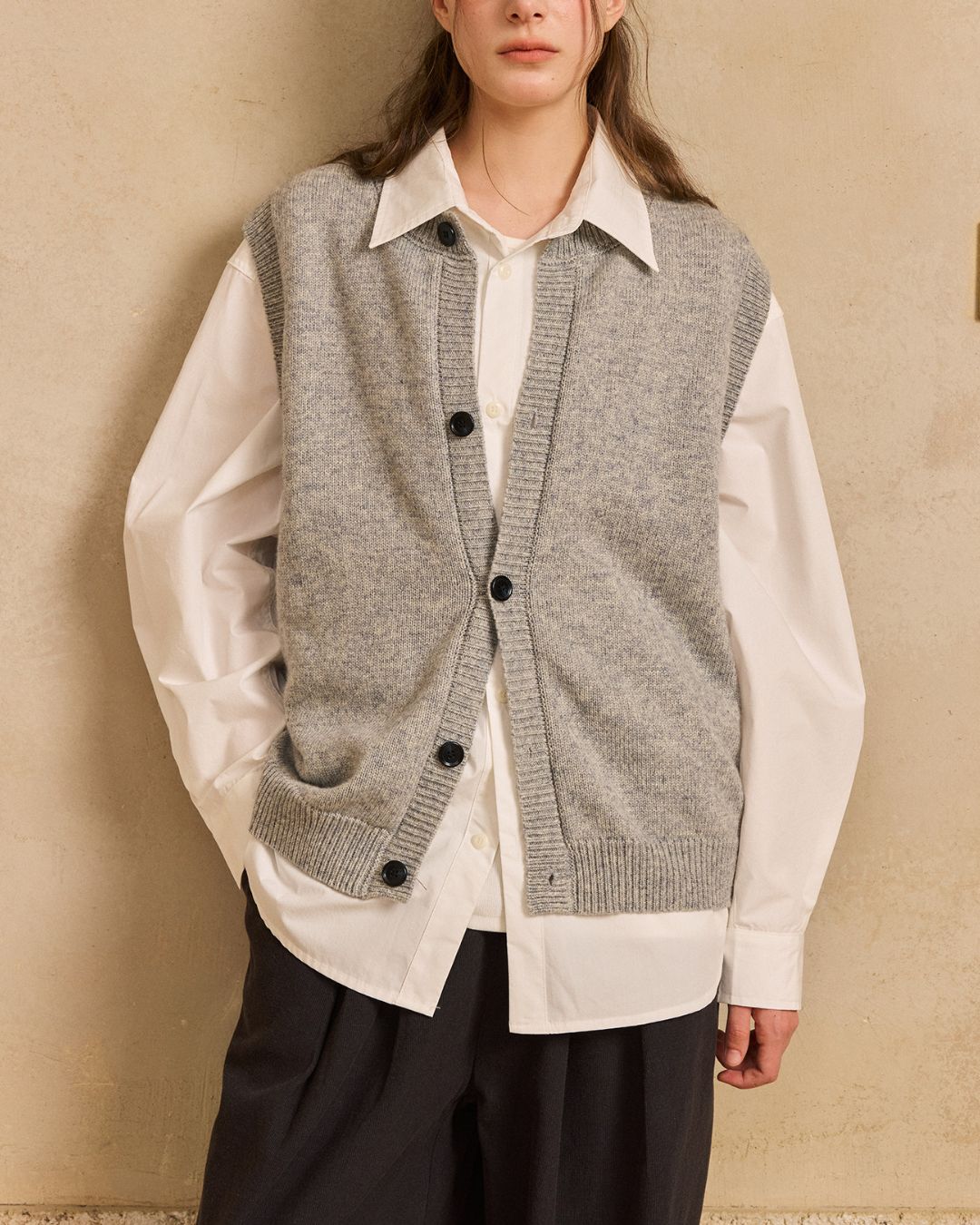 Basic Knit Cardigan Vest　VT018