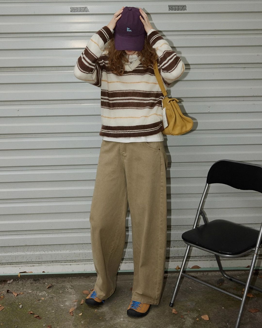 Collared V-neck Border Knit　KN048