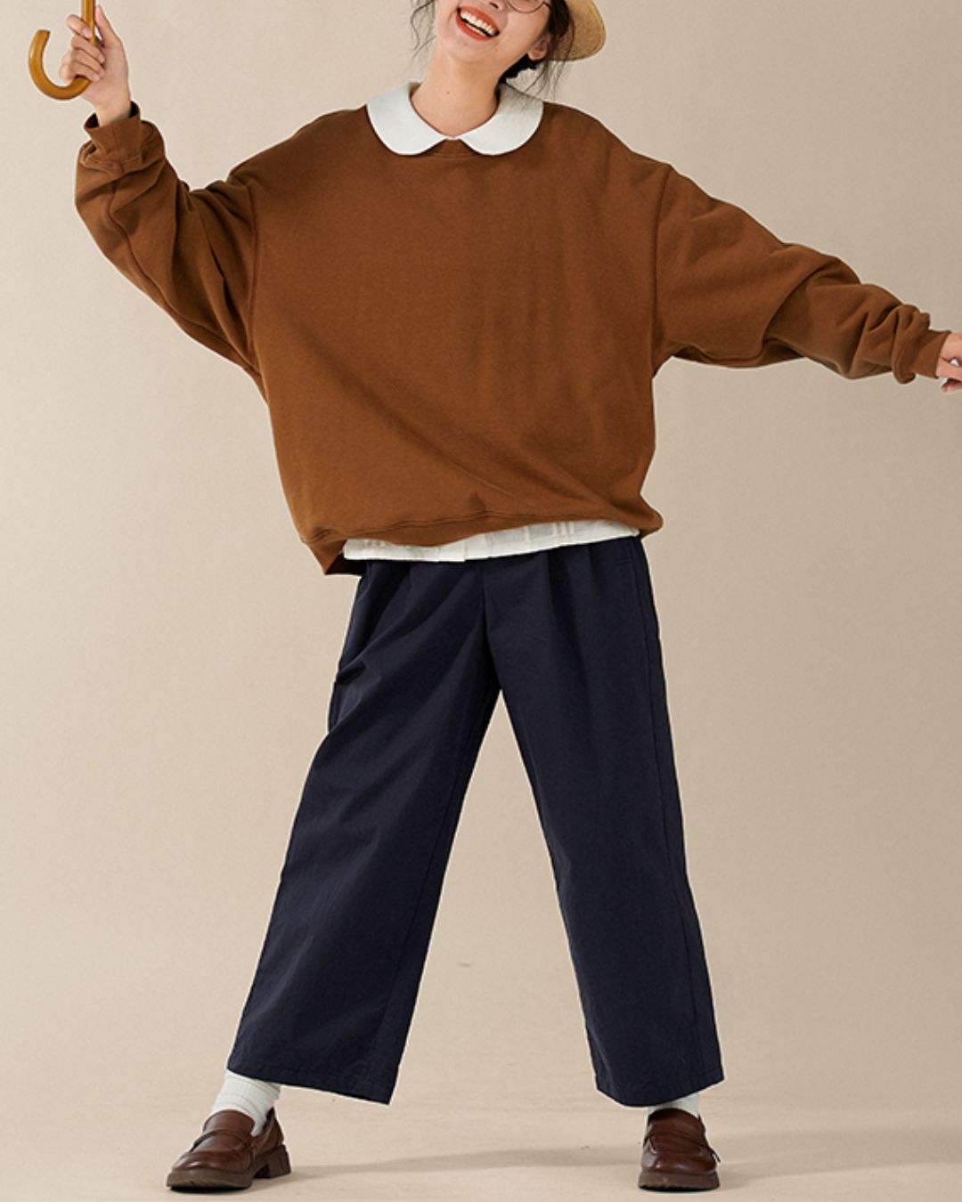 Round-collar Cotton Shirt　LS026