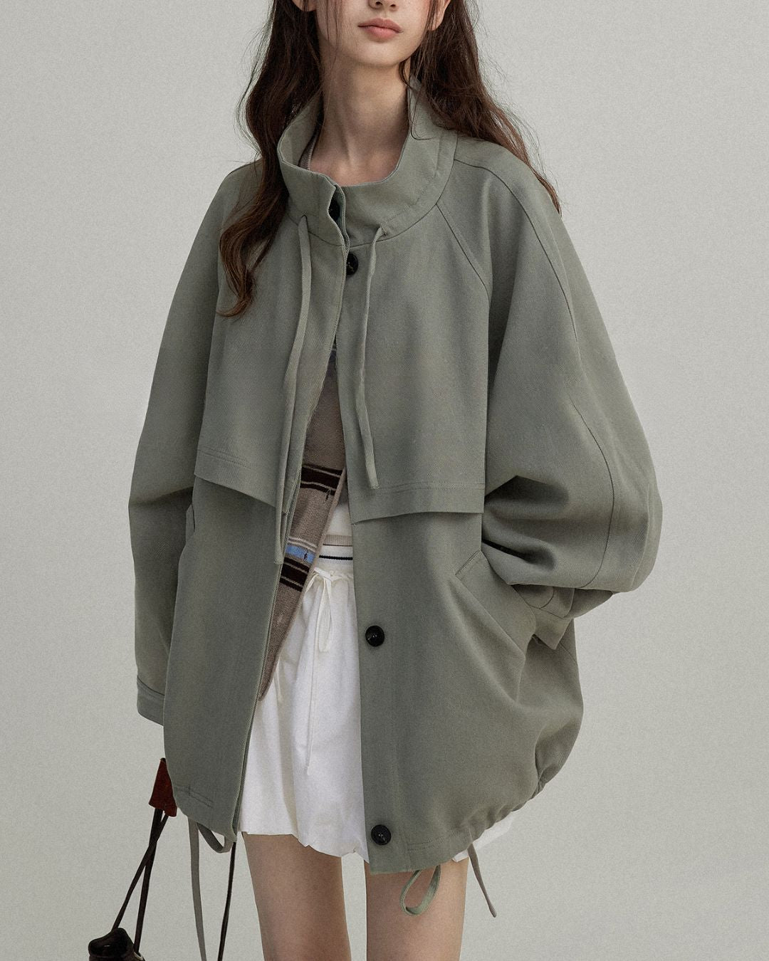 Stand Collar Drawstring Jacket　JK018