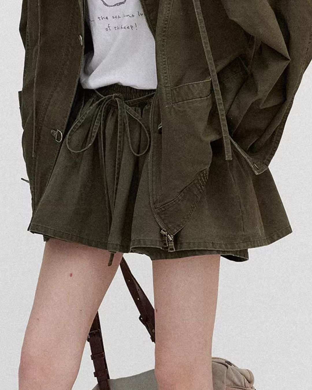 Vintage Metal Button Denim Jacket & Gathered Shorts　JK090