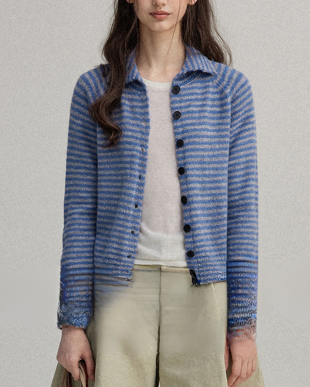 Collared Border Knit Cardigan　KN020