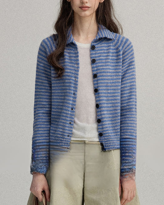 Collared Border Knit Cardigan　KN020