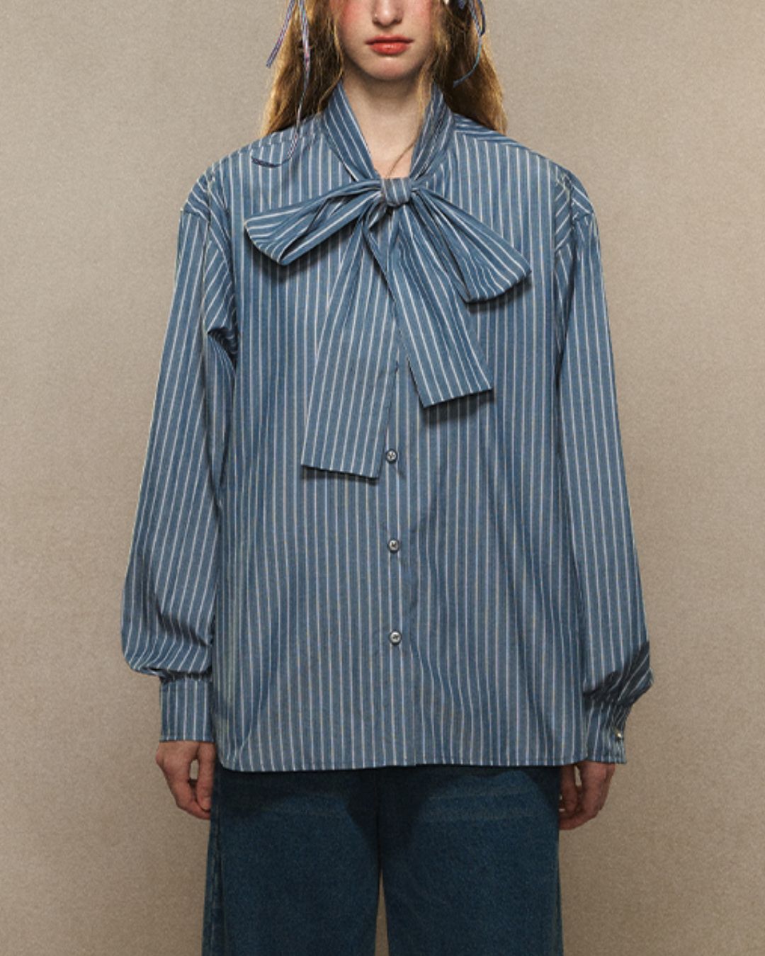 Bowtie Striped Shirt　LS019